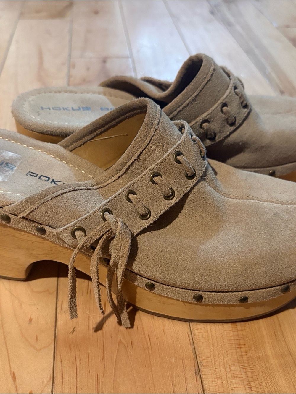 Y2K Vintage Suede Lace-Trim Clog Mule by Hokus Pokus